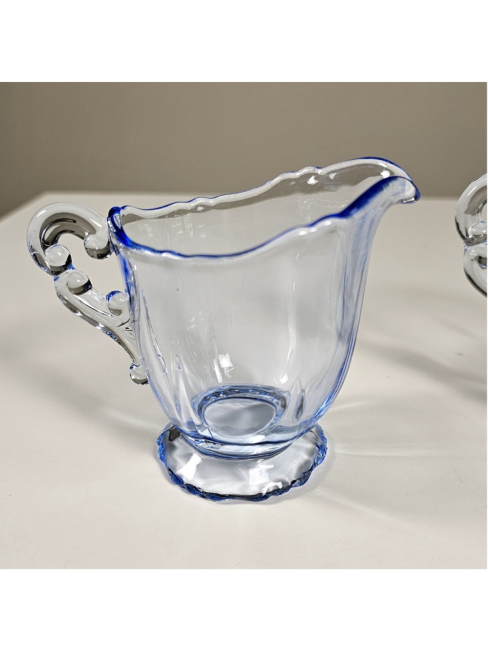 Vintage Blue Depression Glass Set Fostoria Fairfax Plate Cambridge Creamer Sugar - Picture 7 of 16